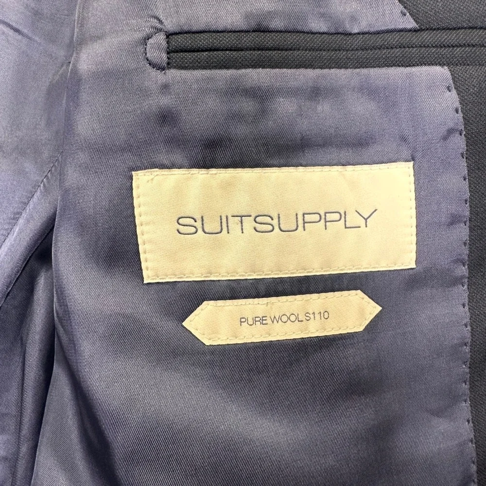 Suitsupply Vitale Barberis Canonico Blazer Sport Coat 44L Slim Navy Blue Wool